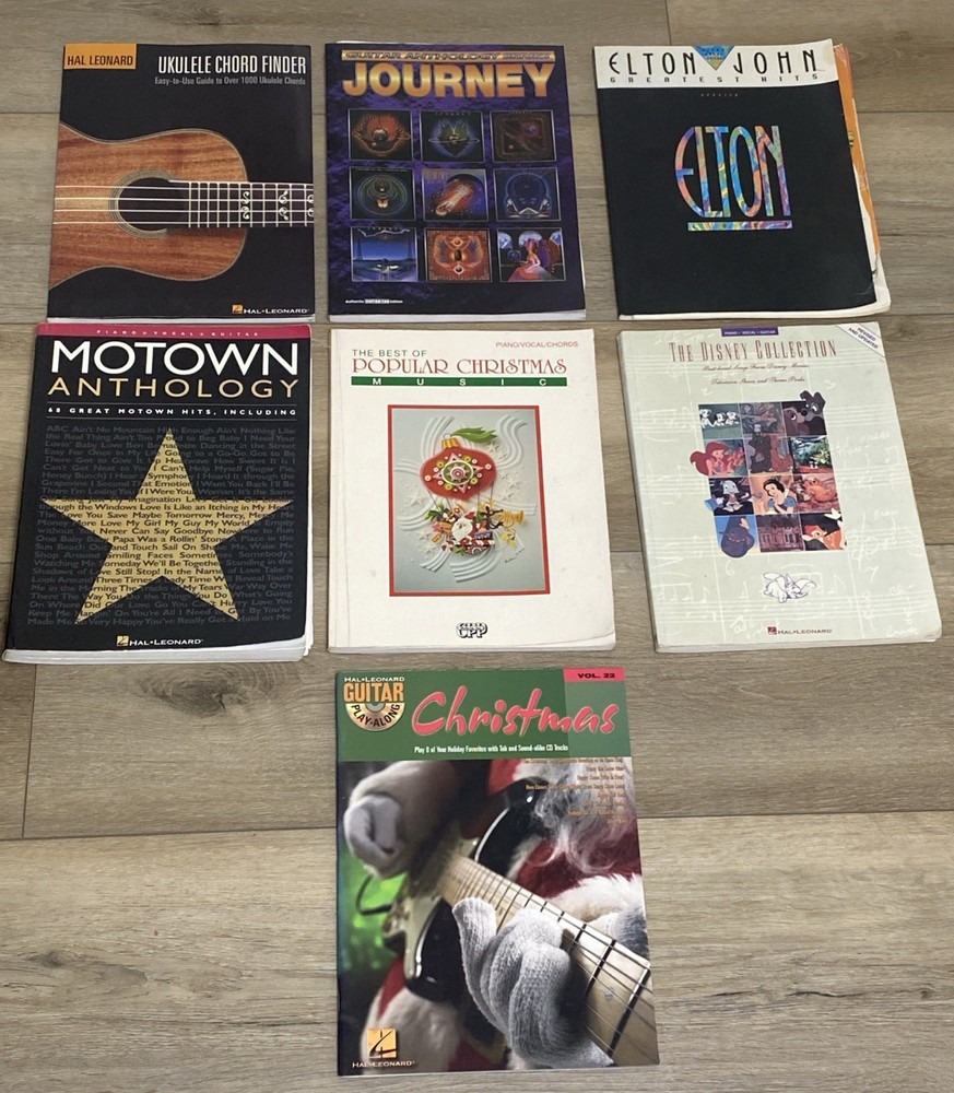 Lot of 7 Books & 1 Sheet Music Piano Voice Guitar Chords Songbooks