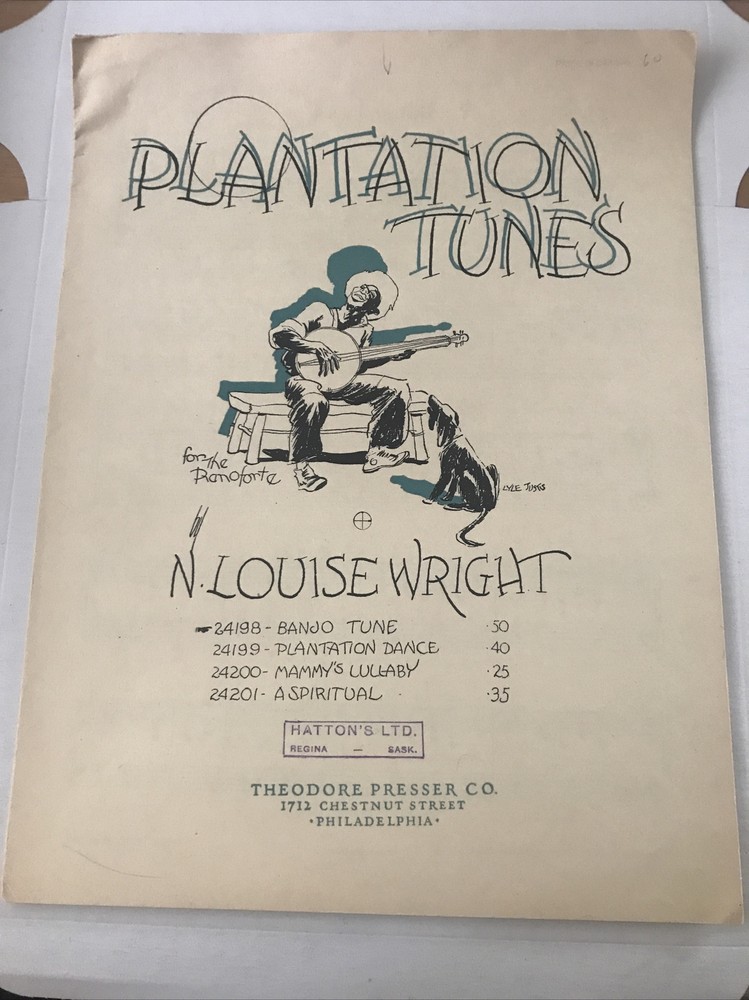 Plantation Tunes by N. Louise Wright 1928 piano sheet music 2C