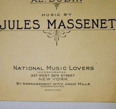 1924 Élégie Dubin Massenet Piano Voice Sheet Music National Antique