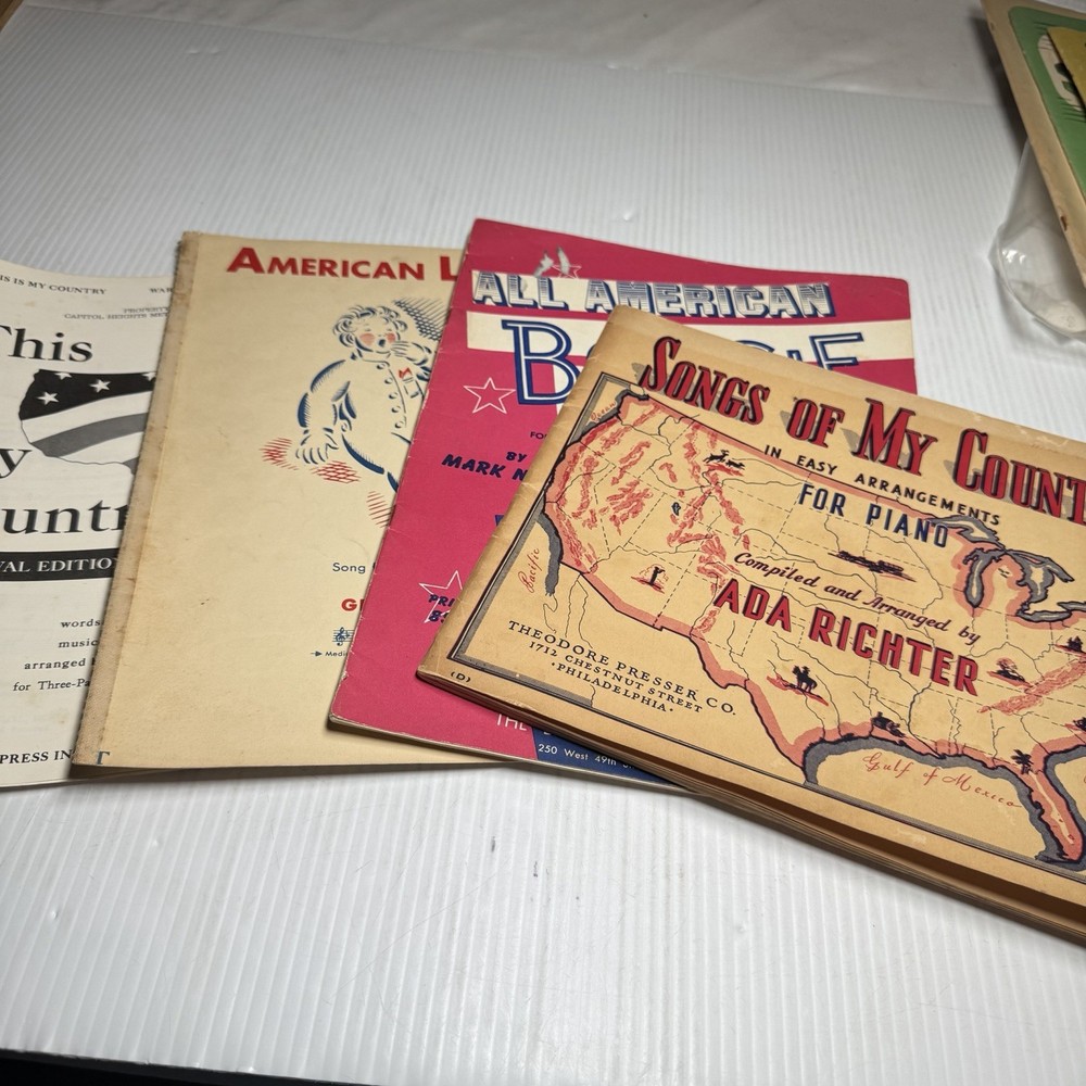 Lot of 4 Vintage Americana Songbooks And Sheet Music USA 250th