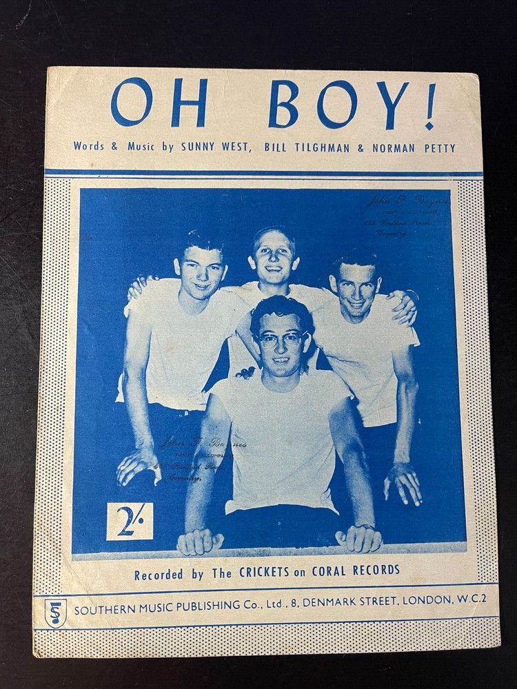 BUDDY HOLLY Oh Boy Vintage Original 1957 Sheet Music CORAL RECORDS 3851