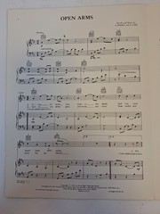 Journey Sheet Music Open Arms 1981 Steve Perry, Piano, Vocals, Guitar Vintage