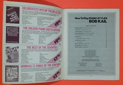 How To Play Piano Styles by Bob Kail. 1974, Softcover, 32 pages, Printed in USA