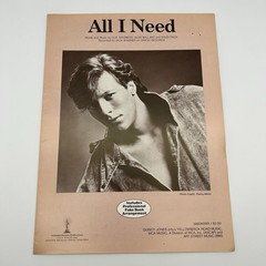 Jack Wagner – All I Need (Sheet Music, Piano Vocal Guitar, 1984, Columbia)