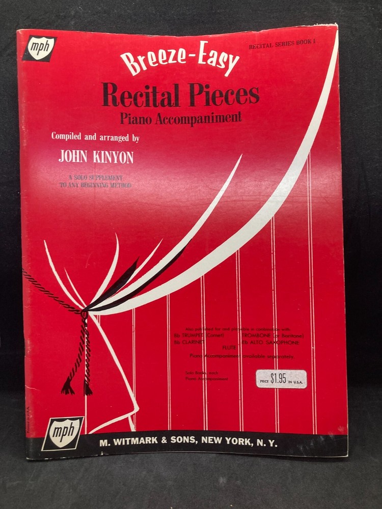 M WITMARK Breeze-Easy Recital Pieces Piano Accompaniment Treble Clef, Bk1, 21405