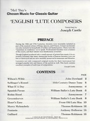 English Lute Composers transcribed for guitar by Joseph Castle