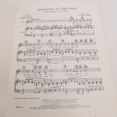 September in the Rain Pop Piano Voice Sheet Music English French 1951 Remick