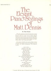 The Elegant Piano Stylings of MATT DENNIS – 1989 Ekay Music – 20 Arrangements