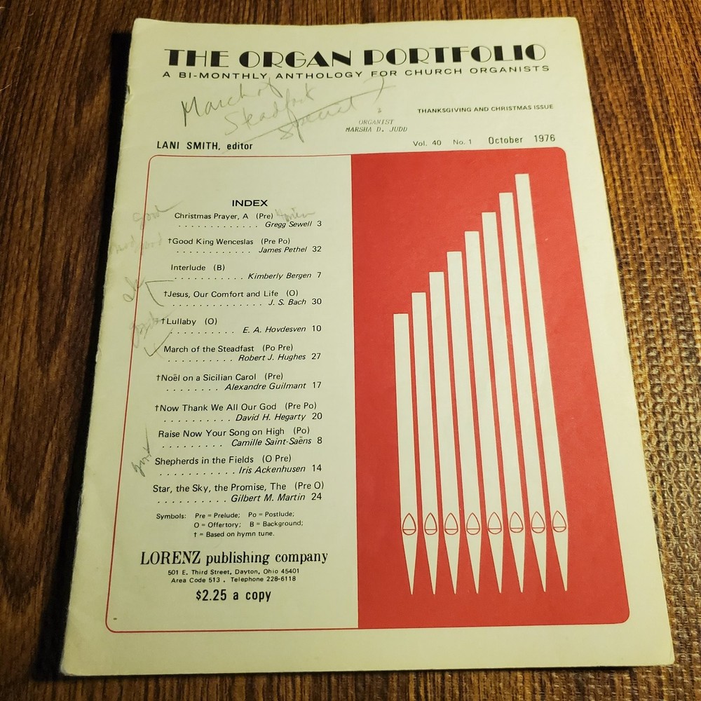 The Organ Portfolio Vol 40 No 1 Oct 1976 Vocal Selections Lorenz