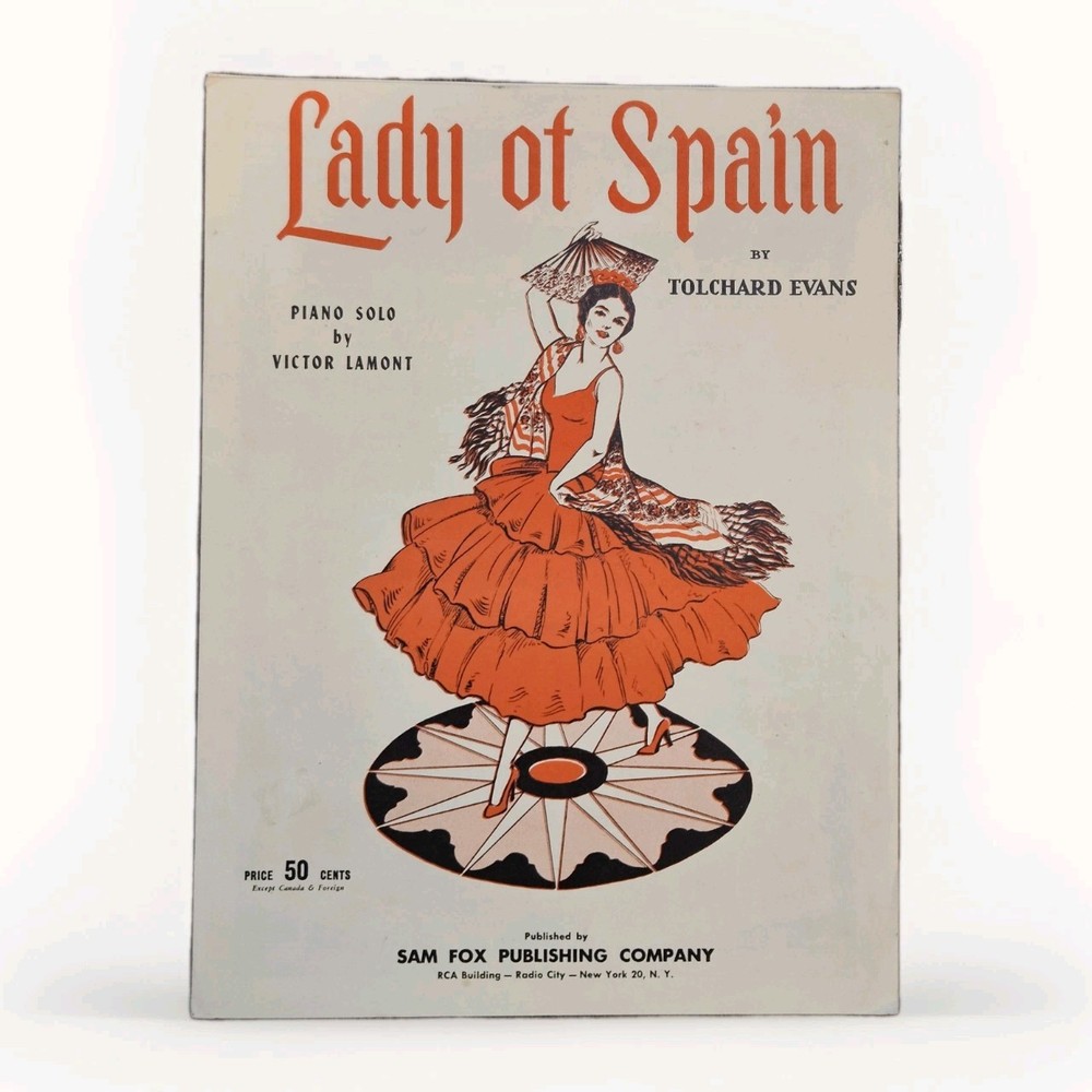 Vintage Lady of Spain Sheet Music Tolchard Evans Piano Solo Flamenco Dancer…