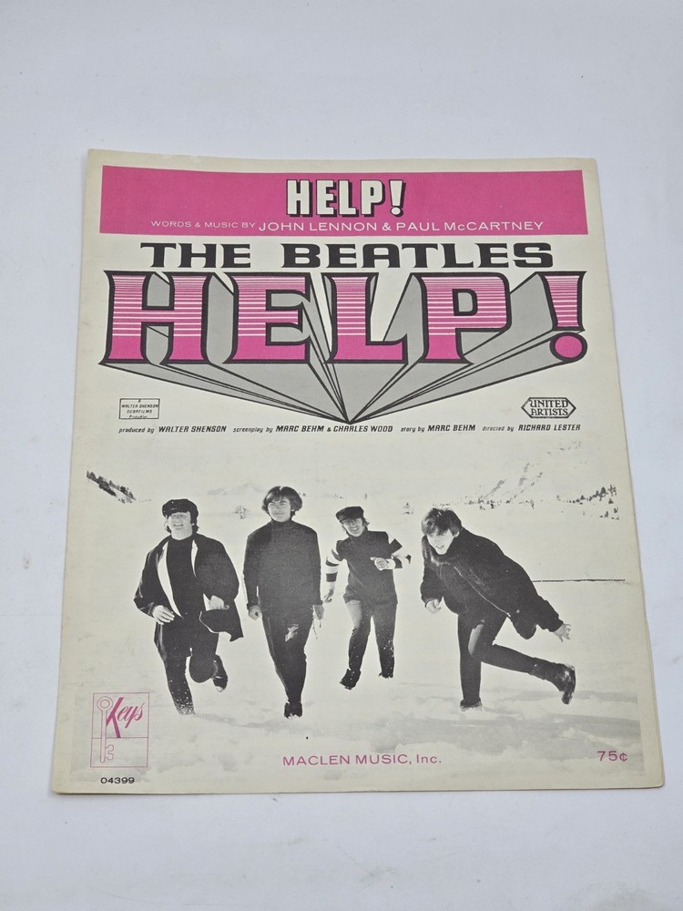 Help! Beatles Sheet Music Help Maclen Music Inc VTG 1965 Lennon McCartney