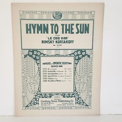 Antique 1924 Hymn To The Sun Sheet Music by N Rimsky Korsakoff from Le Coq D&rsquo;or