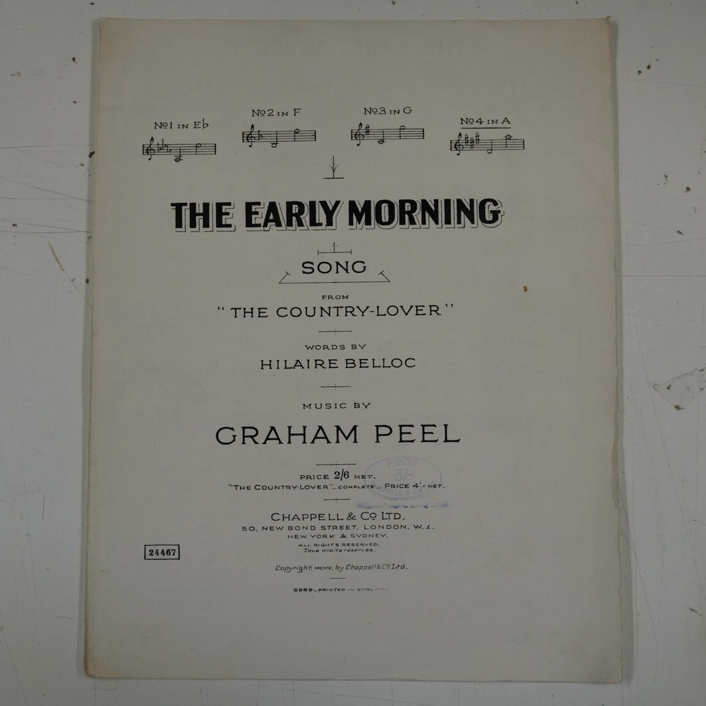songsheet THE EARLY MORNING graham peel , A ,#251022a