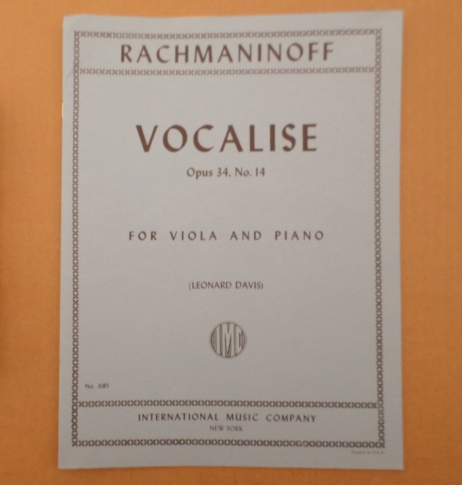 Rachmaninoff Vocalise for Viola and Piano Opus 34 no. 14 by Leonard Davis