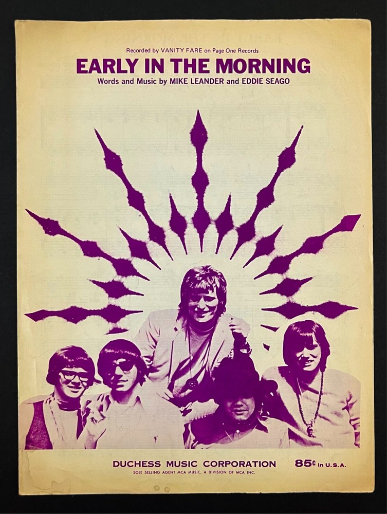 1969 Early In The Morning Vanity Fare Leander Piano Vocal Vintage Sheet Music