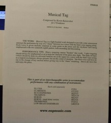 Trombone Trio Musical Tag by Kenin Kaisershot New Retail $10.00