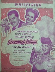 GREENWICH VILLAGE SHEET MUSIC (1944 20TH CENTURY FOX FILM) CARMEN MIRANDA +