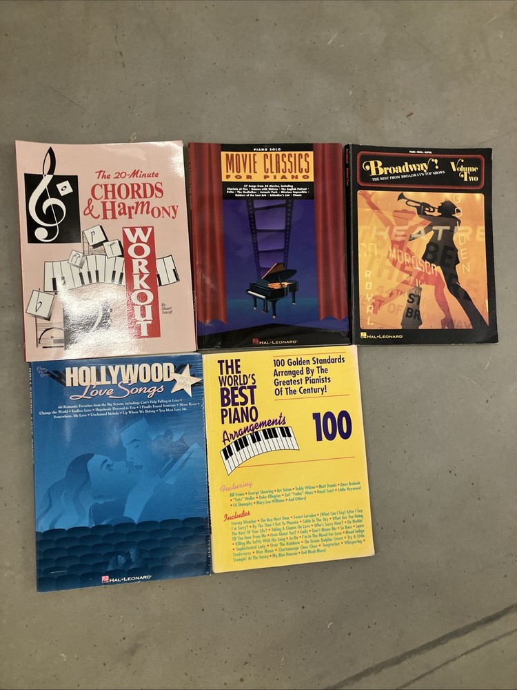 Lot Of 5 Various Music Books Piano Guitar Hal Leonard Broadway Love Songs Movies