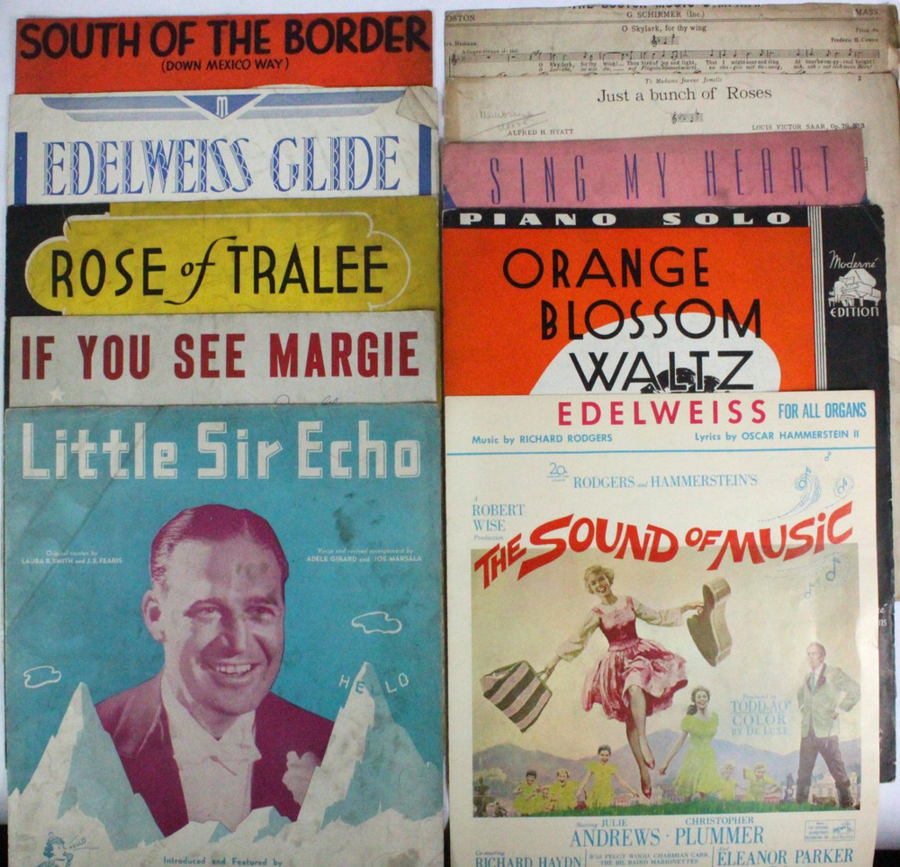 Vintage Sheet Music Lot of 8 Musical Folk Pop Jazz Waltz Songs & 2 Loose Leaf