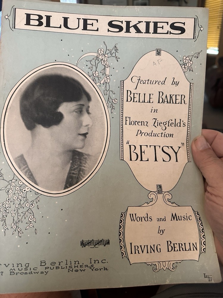 P IRVING BERLIN Ziegfeld sheet music BLUE SKIES ‘Betsy’ BELLE BAKER