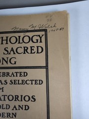 Anthology Of Sacred Song Edited By Max Spicker, 1901