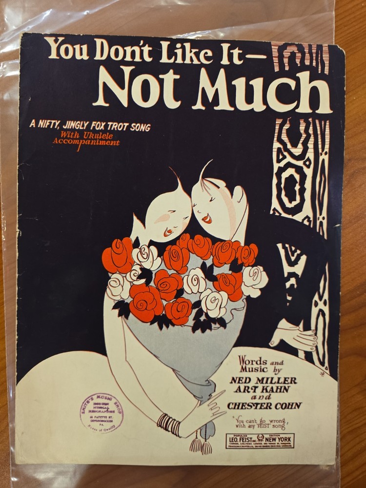 You Dont Like It Not Much Fox Trot Miller/Kahn Sheet Music 1927 P/U/V Feist T13
