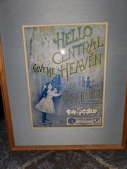 Original 1901 Framed Sheet Music Cover « Hello Central, Give Me Heaven » Vintage