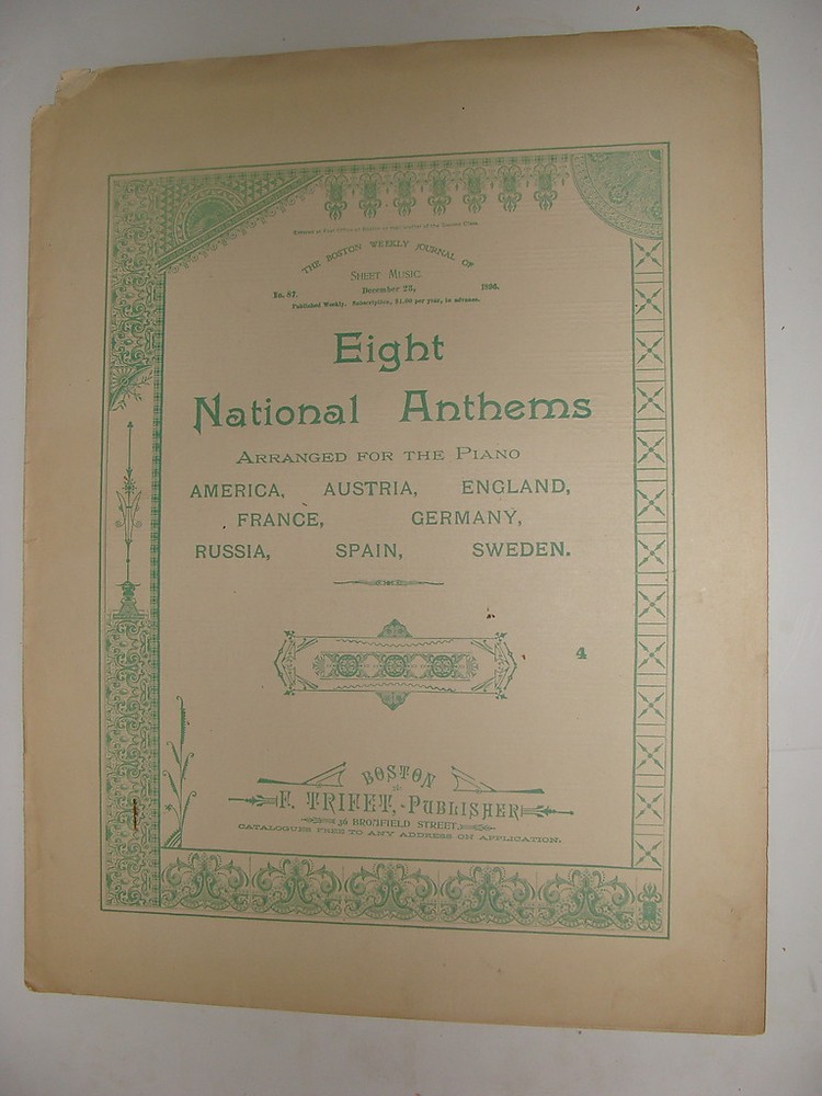 1896 National Anthems America Austria England France Germany Russia Spain Sweden