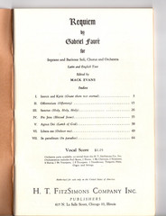 Requiem By Gabriel Faure Vocal Score Latin and English Text 1944 Edit Mack Evans