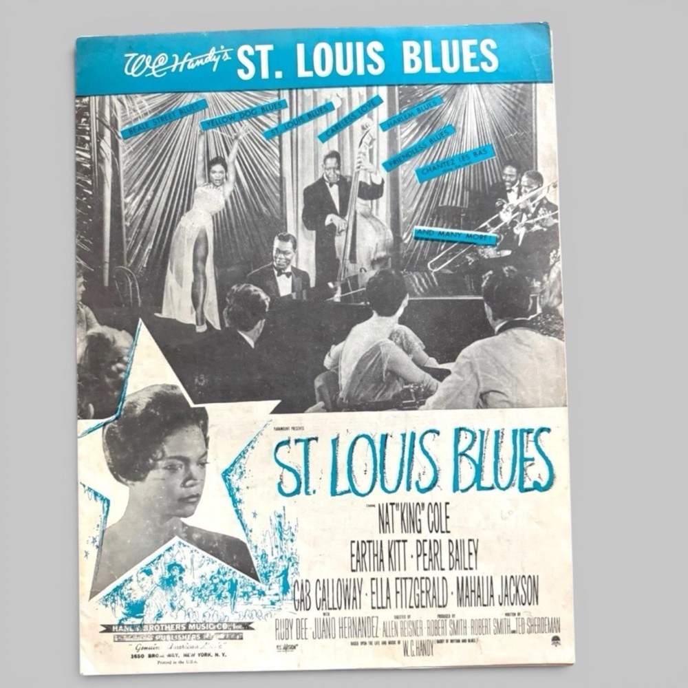 WC Handy St Louis Blues Sheet Music 1958 Eartha Kitt Nat King Cole Jazz Blues