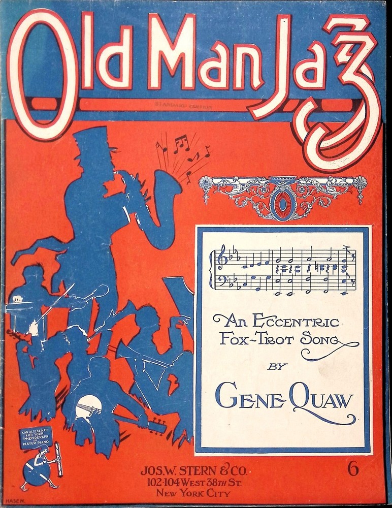 Old Man Jazz Sheet Music Gene Quaw Eccentric Fox Trot Ragtime 1920