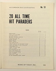 20 All-Time Hit Paraders for Accordion No. 53 (1963) Vintage Sheet Music Book