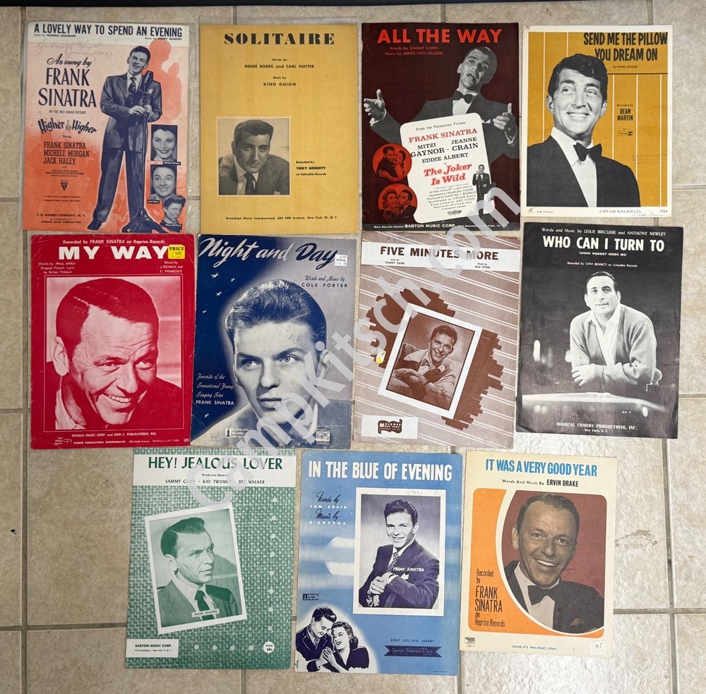 Vintage Sheet Music Lot 11 Frank Sinatra Tony Bennett Dean Martin Crooner Jazz