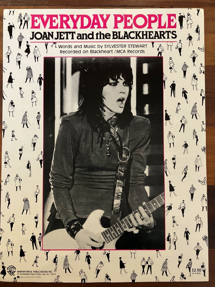 Joan Jett & Blackhearts Everyday People USA Original Sheet Music 9 x 12&Prime;