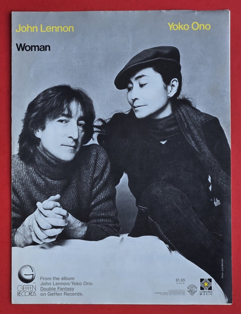 John Lennon Yoko Ono Woman Sheet Music Piano Vocal Guitar 1981 Lenono USA SELLER
