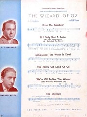 We&rsquo;re Off To See The Wizard Sheet Music Wizard Of Oz Judy Garland 1939 Film