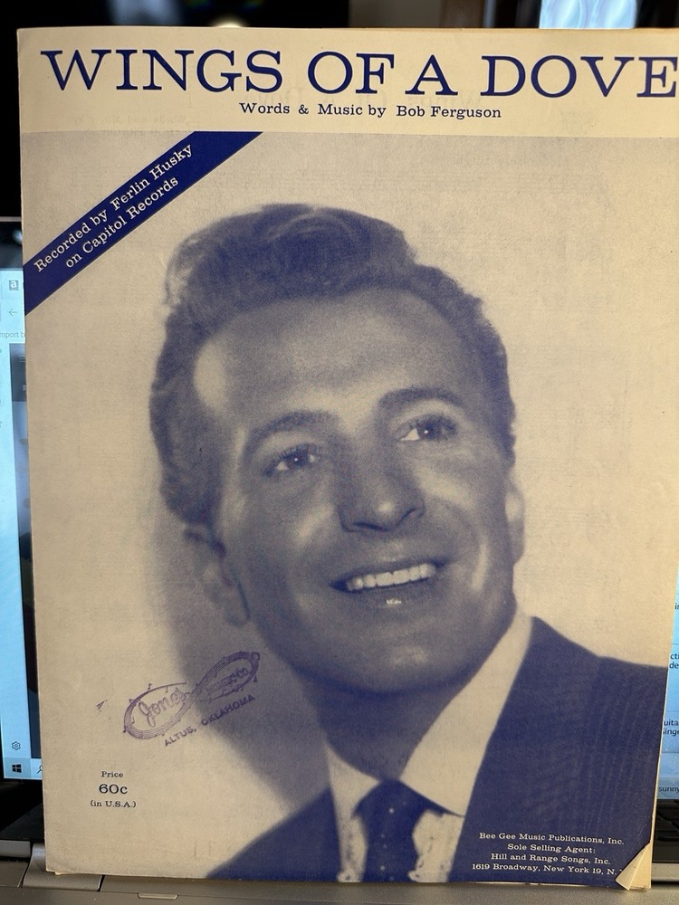 I 1959 sheet music Ferlin Husky WINGS OF A DOVE