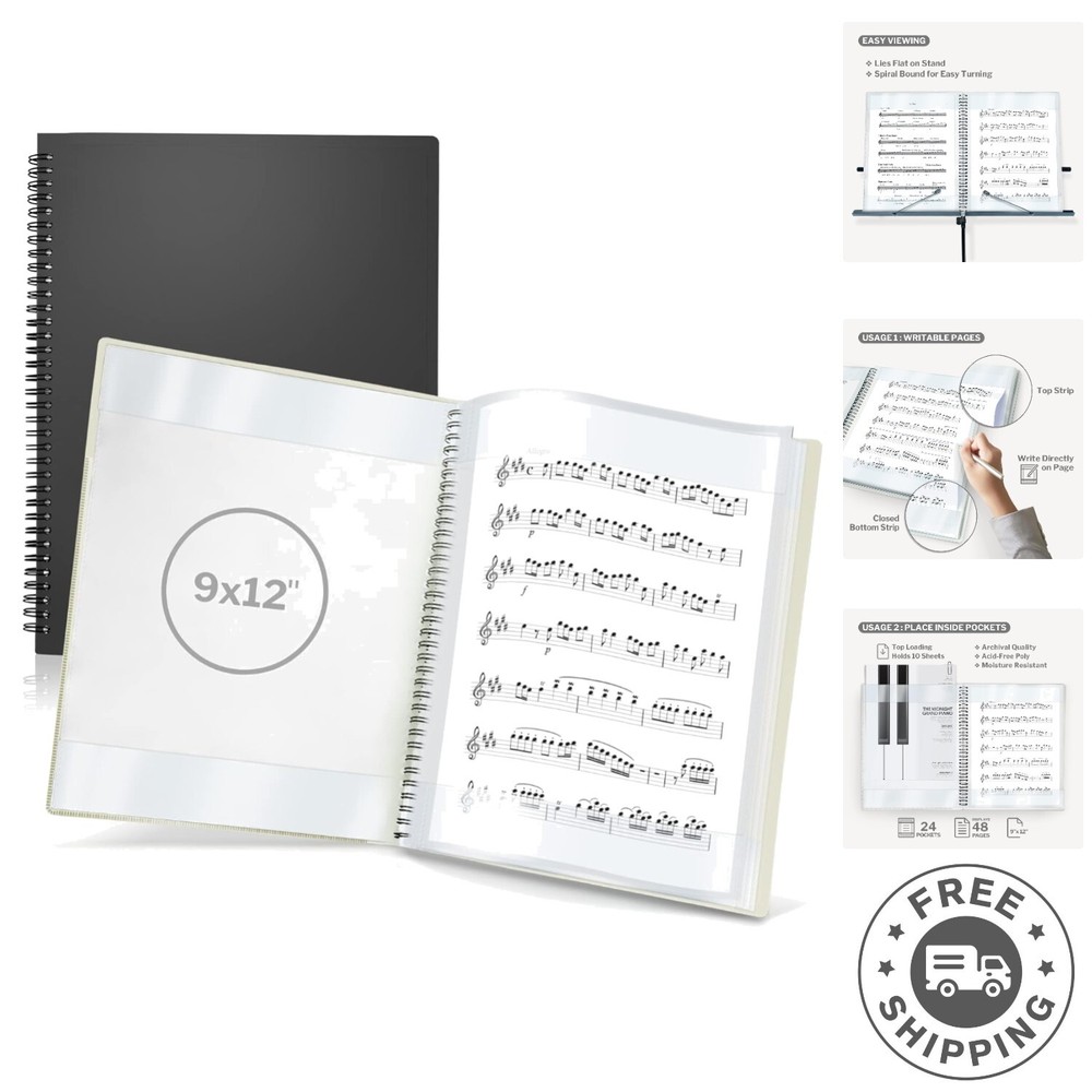 Versatile 9×12 Music Binder for Storage & Practice – Flexible Sheet Protectors