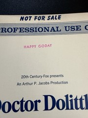 Doctor Dolittle Vocal Song Book Sheet Music Professional 20th Century Fox 1967