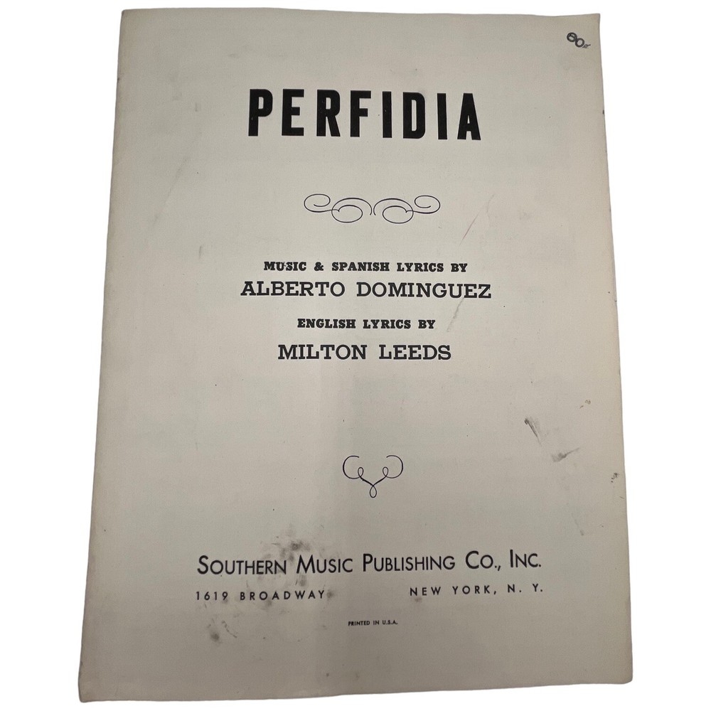 Perfidia 1941 Vintage Sheet Music Alberto Dominguez Milton Leeds Spanish English