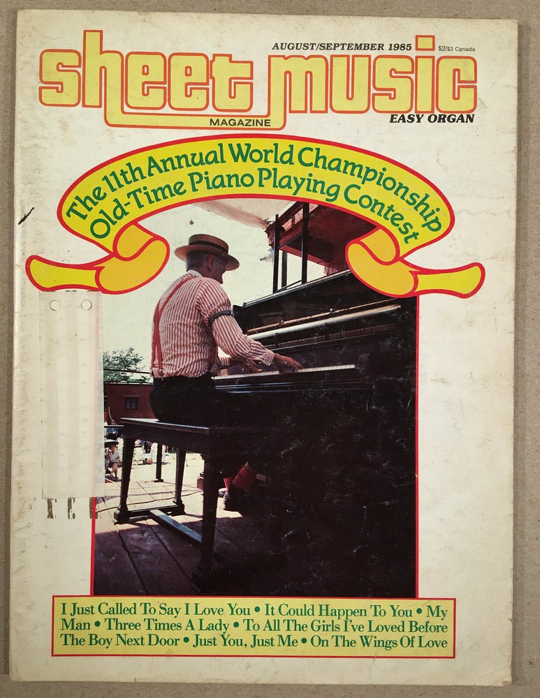 SHEET MUSIC MAGAZINE: PIANO CONTEST & MORE, AUG/SEPT 1985, 56 Pages Easy Organ