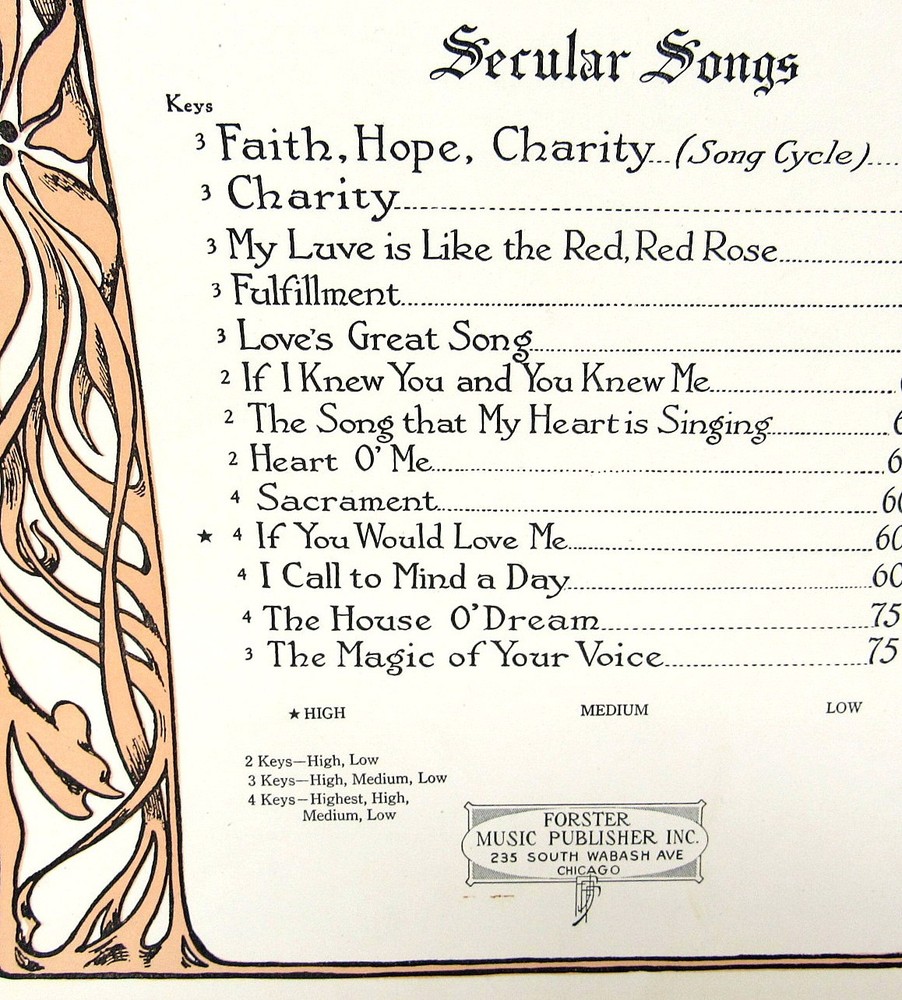 If You Would Love Me Sheet Music 1914 Piano Words Poem Intermediate US Seller