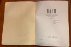 VTG Sheet Music Book Bach French Suites For Pianoforte RICORDI Printed in Italy