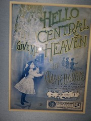 Original 1901 Framed Sheet Music Cover « Hello Central, Give Me Heaven » Vintage