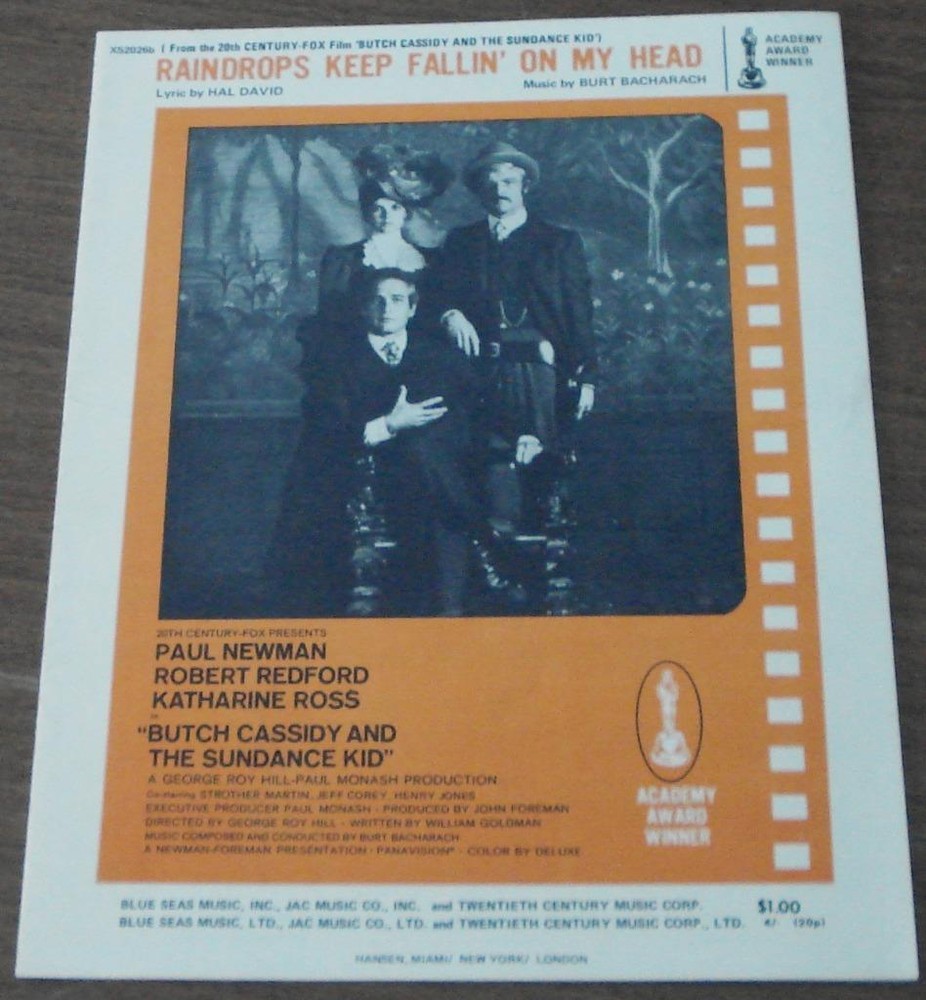 Raindrops Keep Fallin’ On My Head, Burt Bacharach, 1969 OLD SHEET MUSIC – GDC