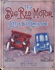 The BIG RED Motor & The BLUE Limousine 1913 Antique AUTOMOBILE Sheet Music!