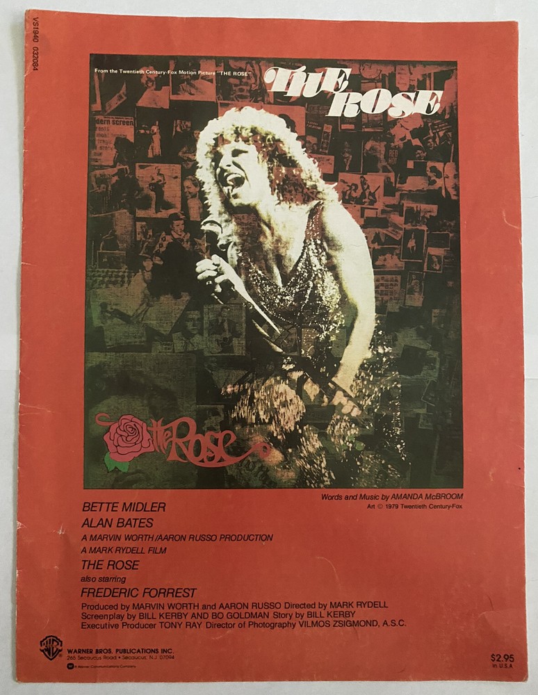 The Rose Bette Midler 20th Century Fox Movie 1979 Original Sheet Music