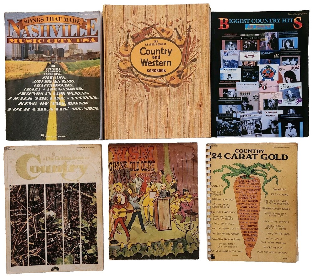 VTG Country Music Set of 5 Song Book Piano Guitar Chords 1970s-1990s +Bonus