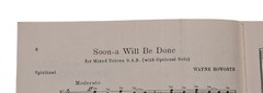 Choral Music « Soon-a Will Be Done » SAB opt solo Belwin Mills 1418 Brown Copy