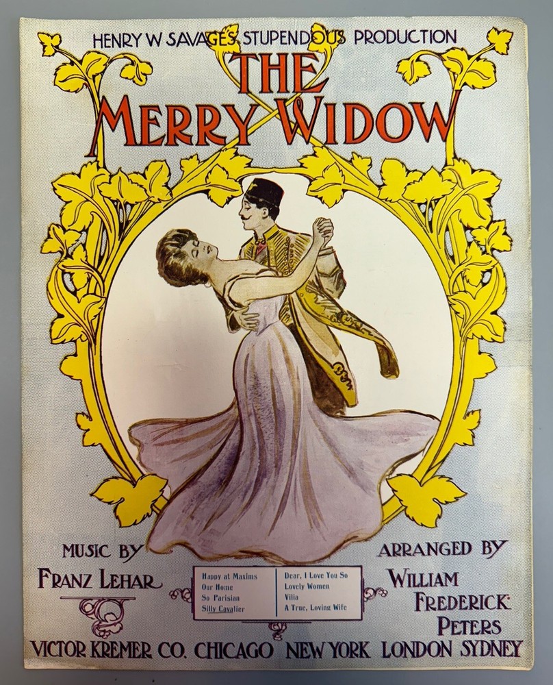 The Merry Widow Sheet Music &lsquo;Silly Cavalier&rsquo; Antique 1900s Edwardian Franz Lehar